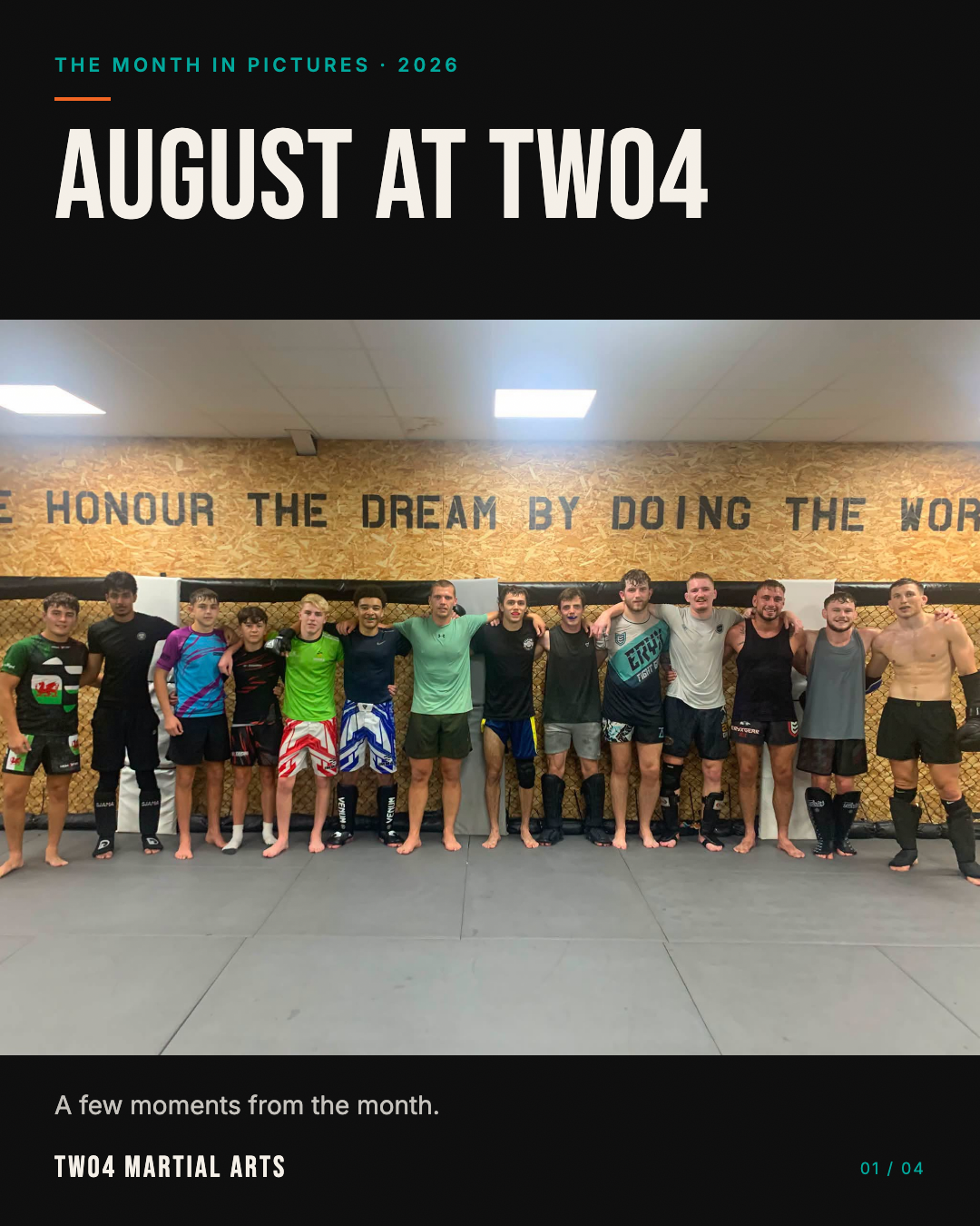 August at Two4: the team together on the mats